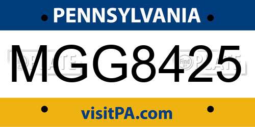 MGG8425 Pennsylvania License Plate