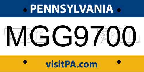 MGG9700 Pennsylvania License Plate