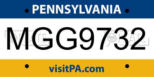 MGG9732 Pennsylvania License Plate