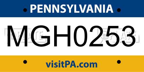 MGH0253 Pennsylvania License Plate