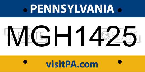 MGH1425 Pennsylvania License Plate