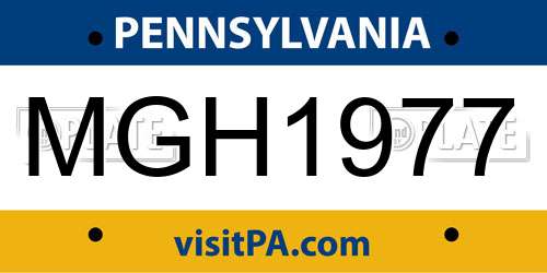 MGH1977 Pennsylvania License Plate