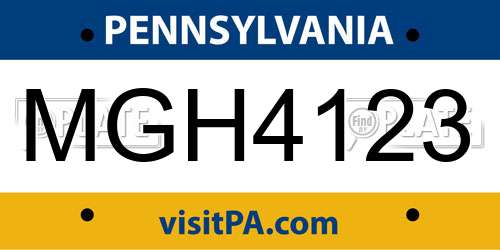 MGH4123 Pennsylvania License Plate