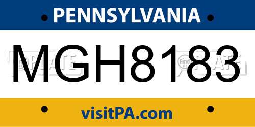 MGH8183 Pennsylvania License Plate