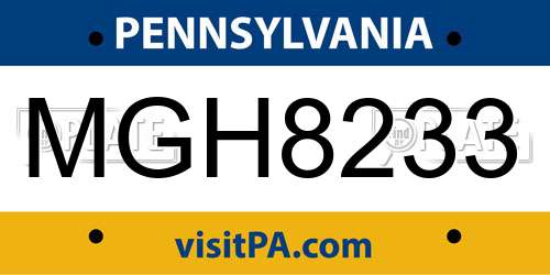 MGH8233 Pennsylvania License Plate