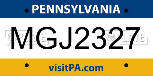 MGJ2327 Pennsylvania License Plate