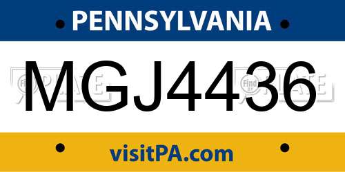 MGJ4436 Pennsylvania License Plate