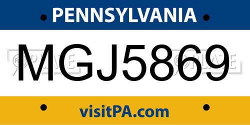 MGJ5869 Pennsylvania License Plate