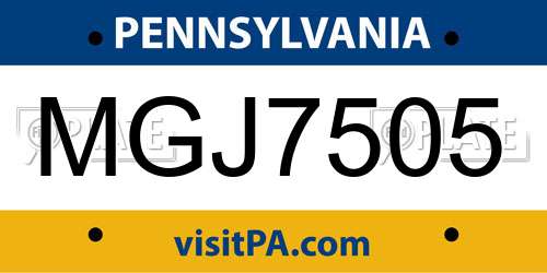 MGJ7505 Pennsylvania License Plate