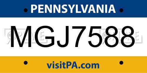 MGJ7588 Pennsylvania License Plate