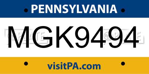 MGK9494 Pennsylvania License Plate