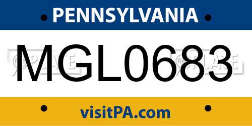 MGL0683 Pennsylvania License Plate