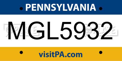 MGL5932 Pennsylvania License Plate