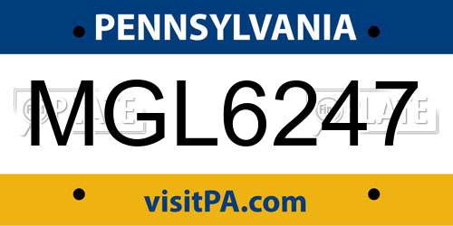 MGL6247 Pennsylvania License Plate