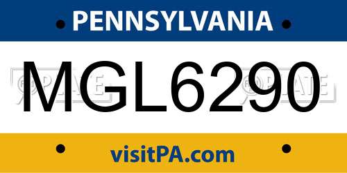 MGL6290 Pennsylvania License Plate