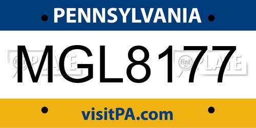 MGL8177 Pennsylvania License Plate