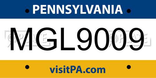 MGL9009 Pennsylvania License Plate