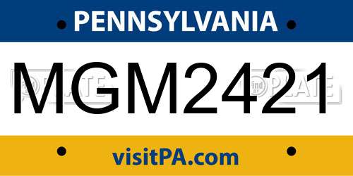 MGM2421 Pennsylvania License Plate