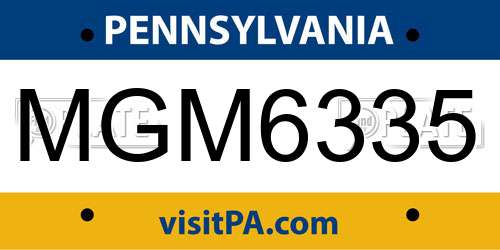 MGM6335 Pennsylvania License Plate