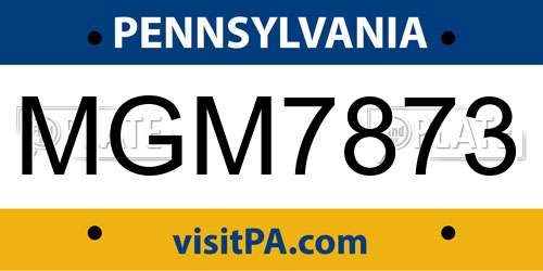 MGM7873 Pennsylvania License Plate