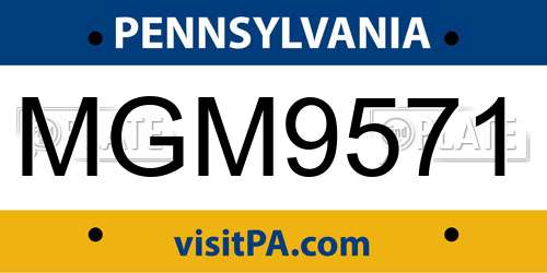 MGM9571 Pennsylvania License Plate