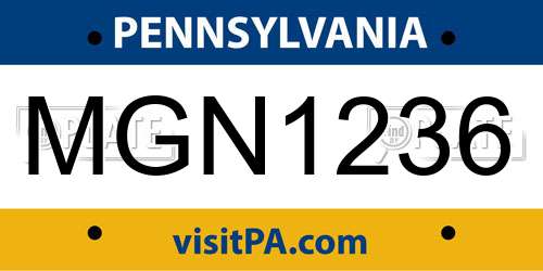 MGN1236 Pennsylvania License Plate