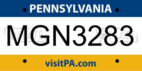 MGN3283 Pennsylvania License Plate