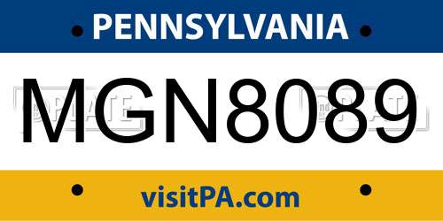 MGN8089 Pennsylvania License Plate