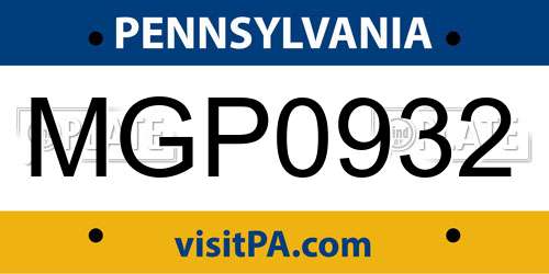 MGP0932 Pennsylvania License Plate