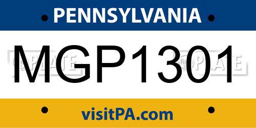 MGP1301 Pennsylvania License Plate