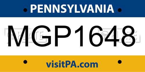MGP1648 Pennsylvania License Plate