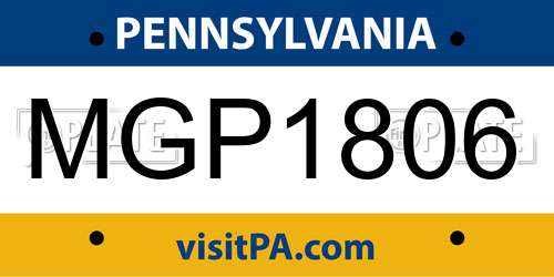 MGP1806 Pennsylvania License Plate