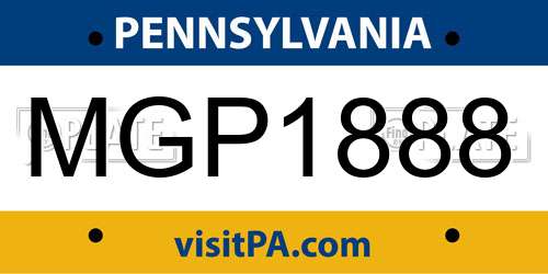 MGP1888 Pennsylvania License Plate