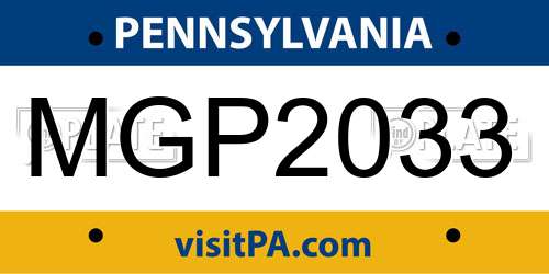 MGP2033 Pennsylvania License Plate