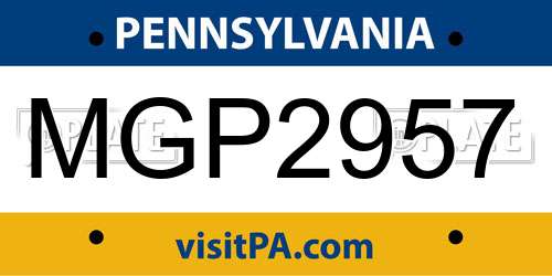 MGP2957 Pennsylvania License Plate