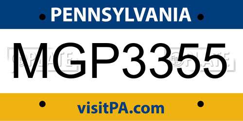MGP3355 Pennsylvania License Plate