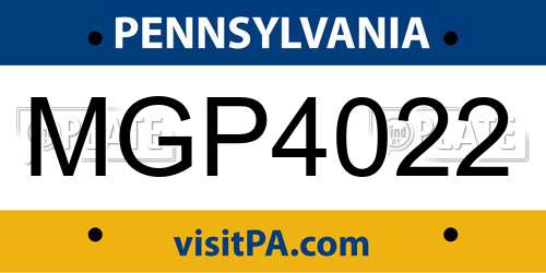 MGP4022 Pennsylvania License Plate