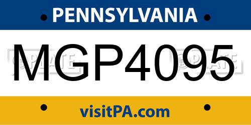 MGP4095 Pennsylvania License Plate