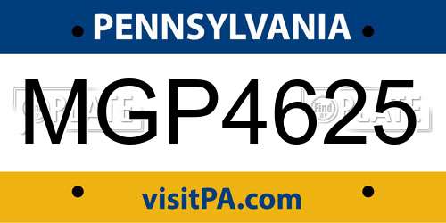 MGP4625 Pennsylvania License Plate