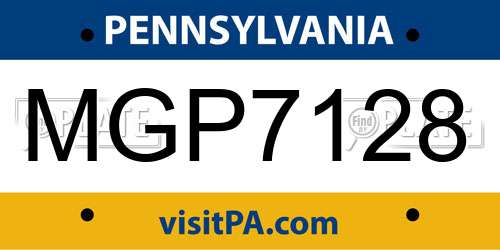 MGP7128 Pennsylvania License Plate