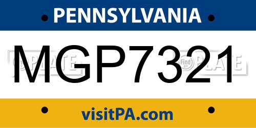 MGP7321 Pennsylvania License Plate