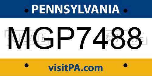 MGP7488 Pennsylvania License Plate