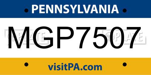 MGP7507 Pennsylvania License Plate