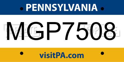 MGP7508 Pennsylvania License Plate