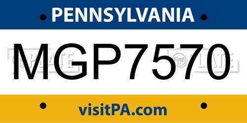 MGP7570 Pennsylvania License Plate
