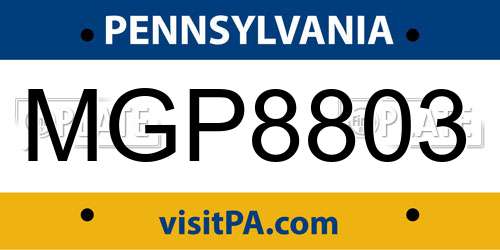 MGP8803 Pennsylvania License Plate