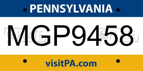 MGP9458 Pennsylvania License Plate