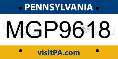 MGP9618 Pennsylvania License Plate