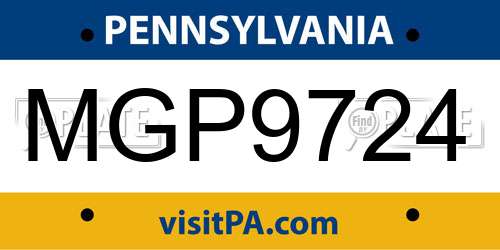 MGP9724 Pennsylvania License Plate