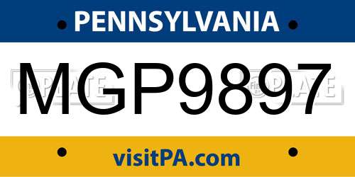 MGP9897 Pennsylvania License Plate
